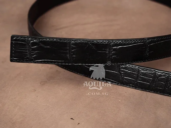 Aquila genuine crocodile replacement belt strap (for long pin buckles)