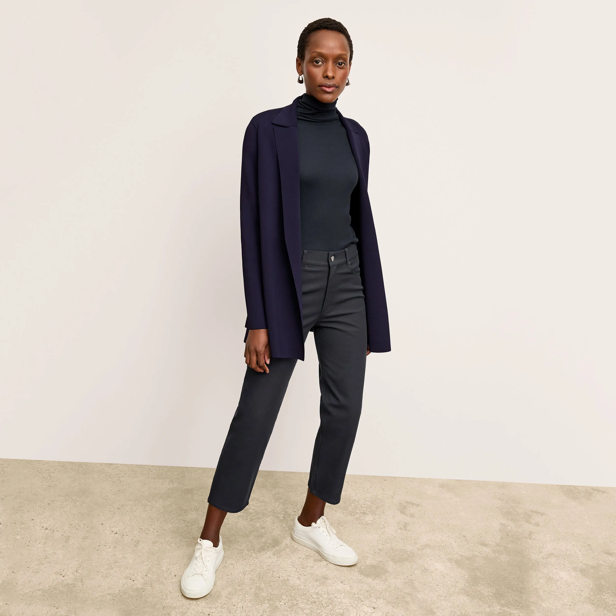 Axam Layering Turtleneck - Organic Ribbed Pima Cotton :: Dark Navy