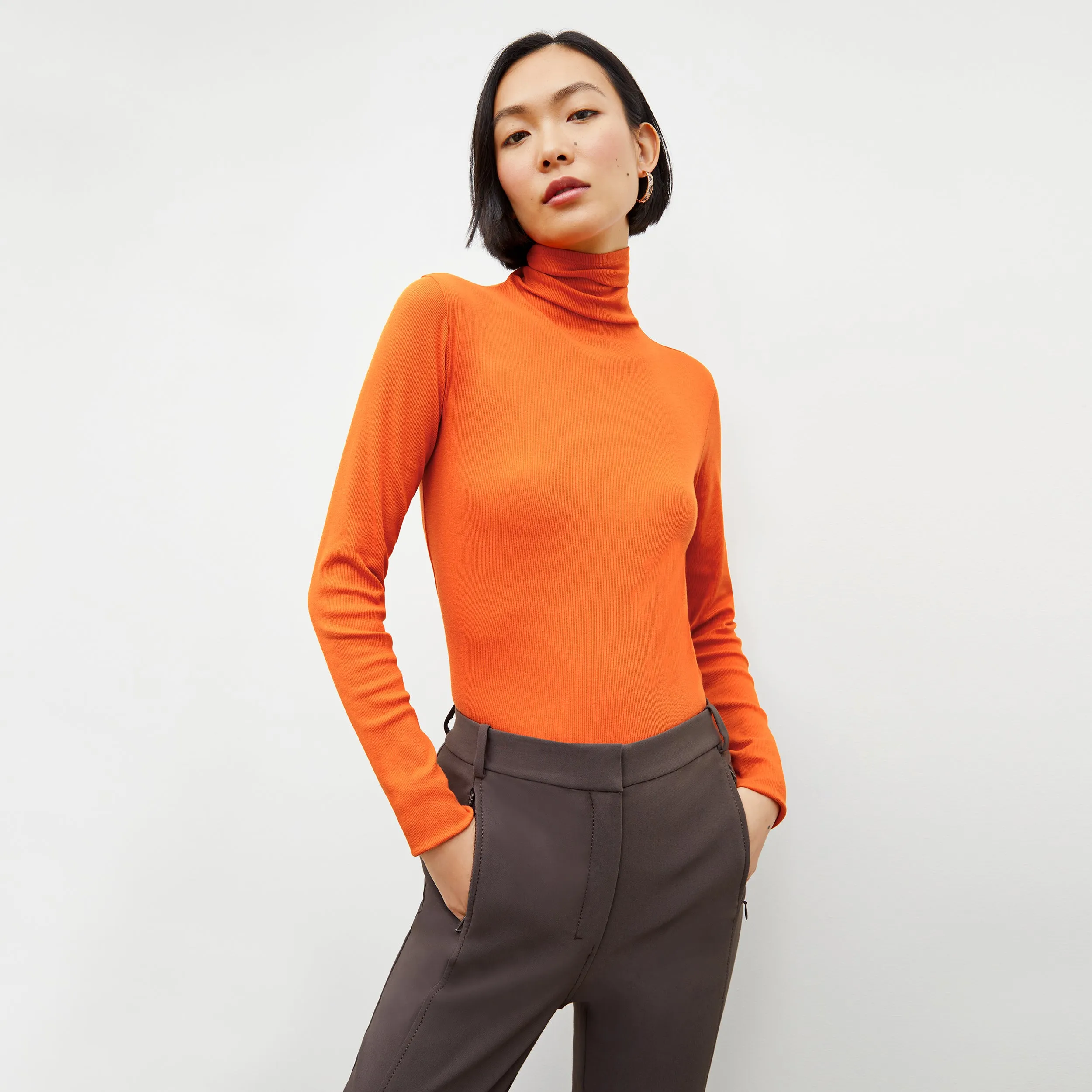 Axam Layering Turtleneck - Ribbed Pima Cotton :: Clementine