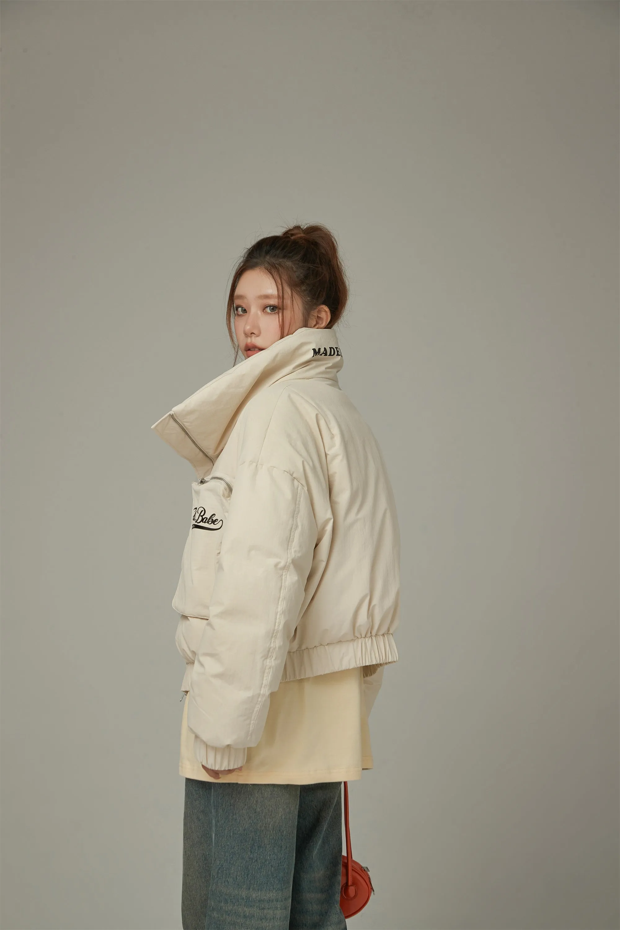 Big Pocket High Neck Sporty Jacket