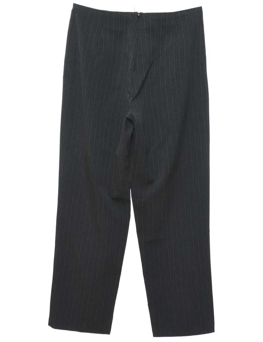 Black Classic Pinstriped Trousers - W32 L31