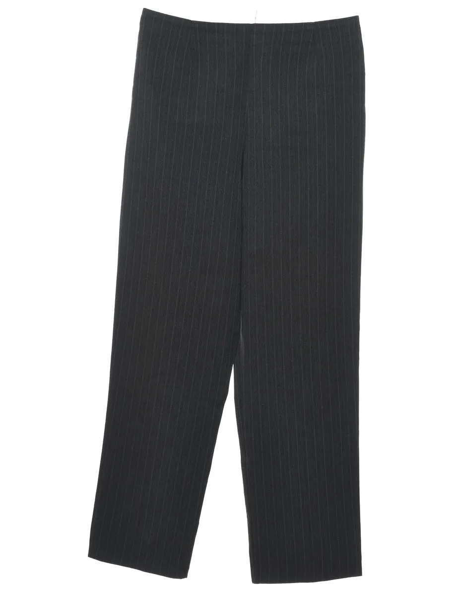 Black Classic Pinstriped Trousers - W32 L31