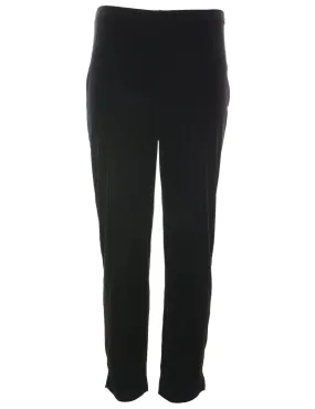 Black Elasticated Waist Velvet Trousers - W28 L29