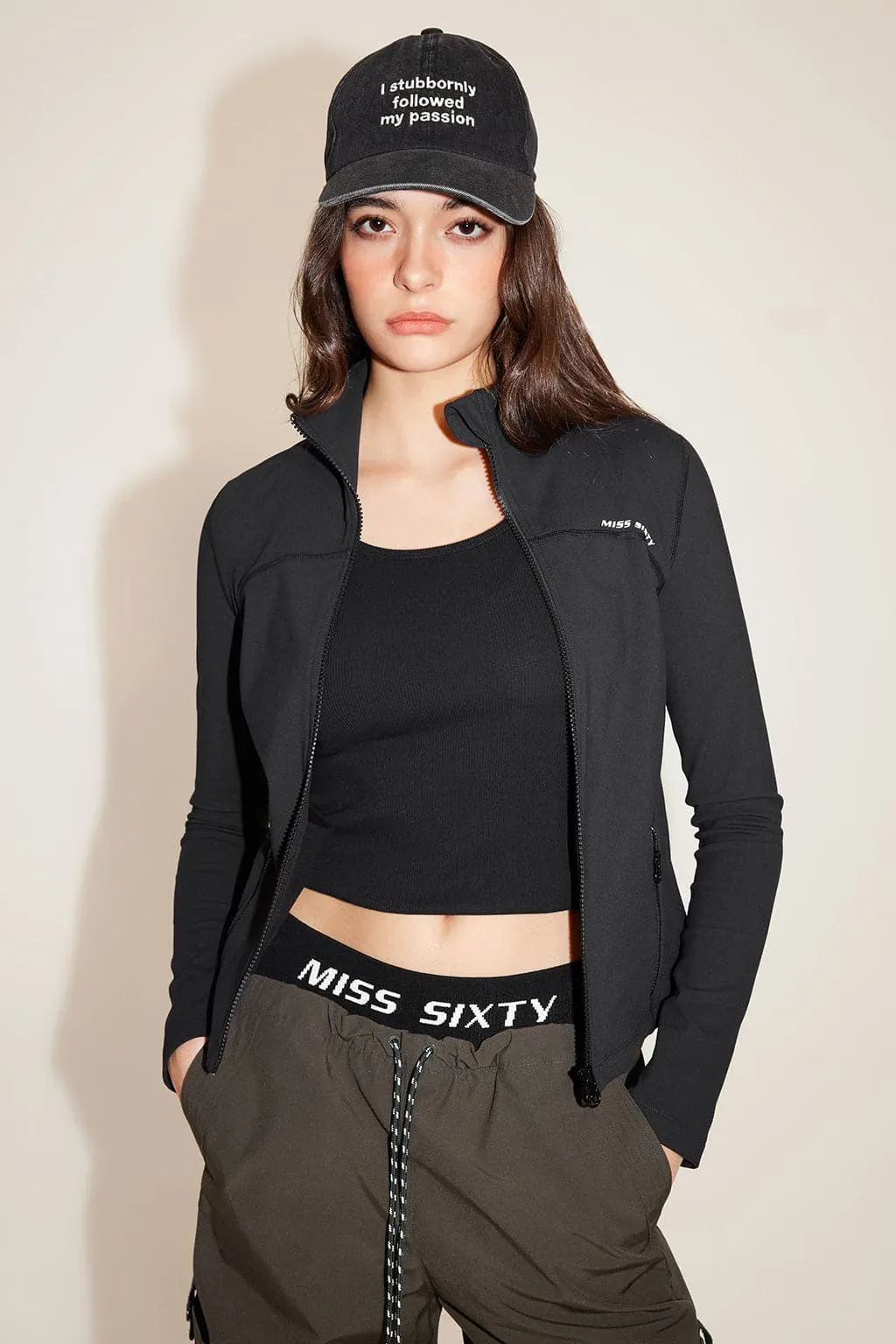 Black High-Neck Elastic Slim Fit Yoga Jacket