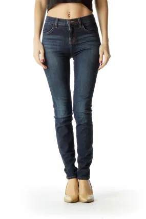 Blue Dark Wash Slim-Fit Denim Pants