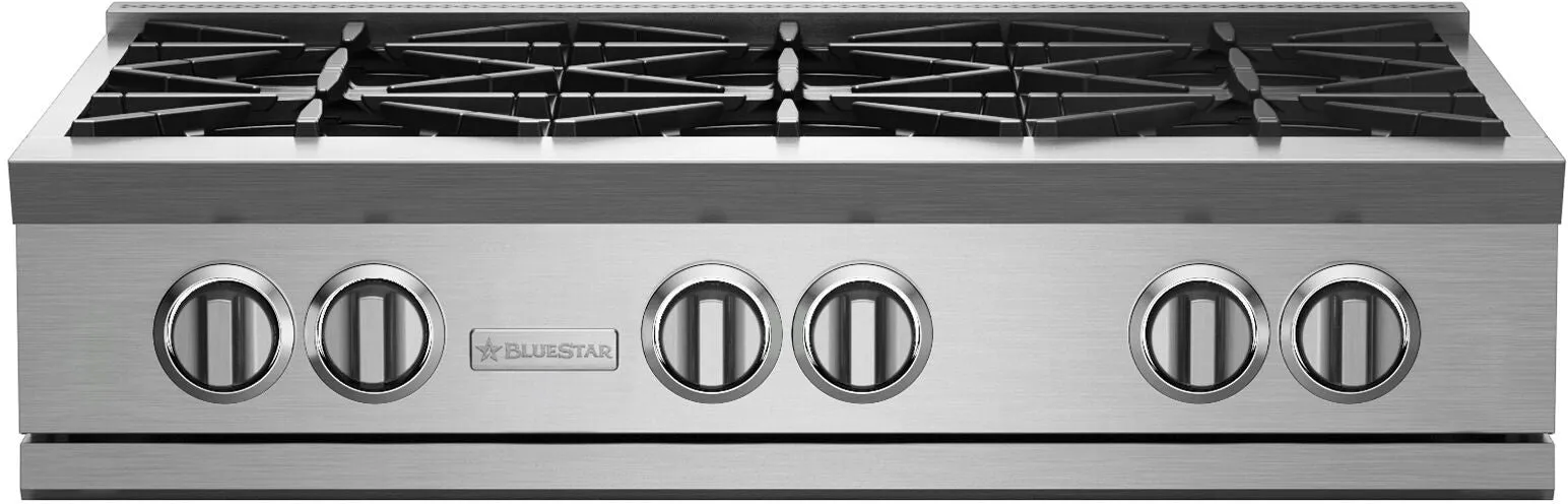 BlueStar - 35.875 inch wide Gas Cooktop in Stainless - RGTNB366BV2PLT