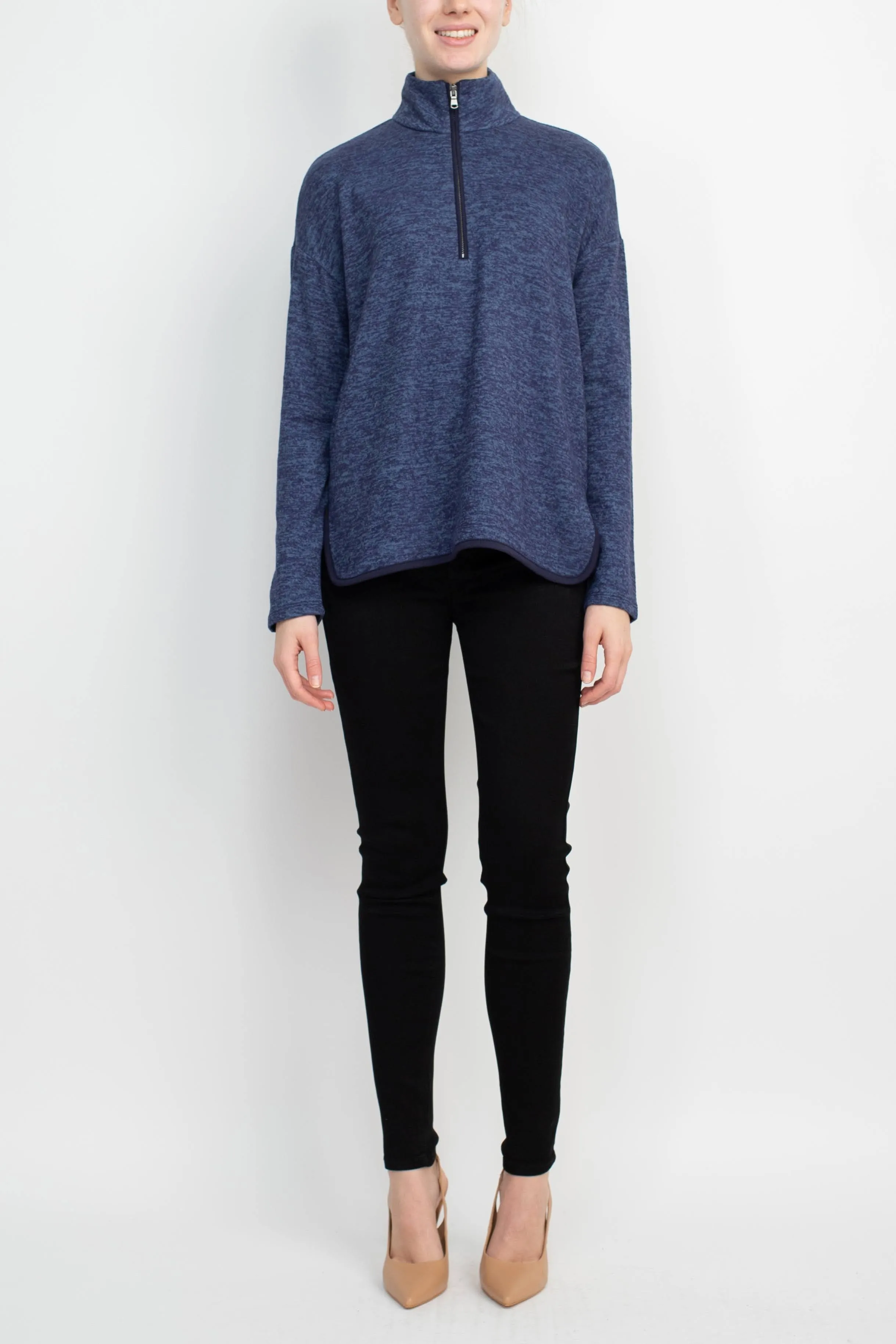 Cable & Guage High Neck Long Sleeve Knit Top