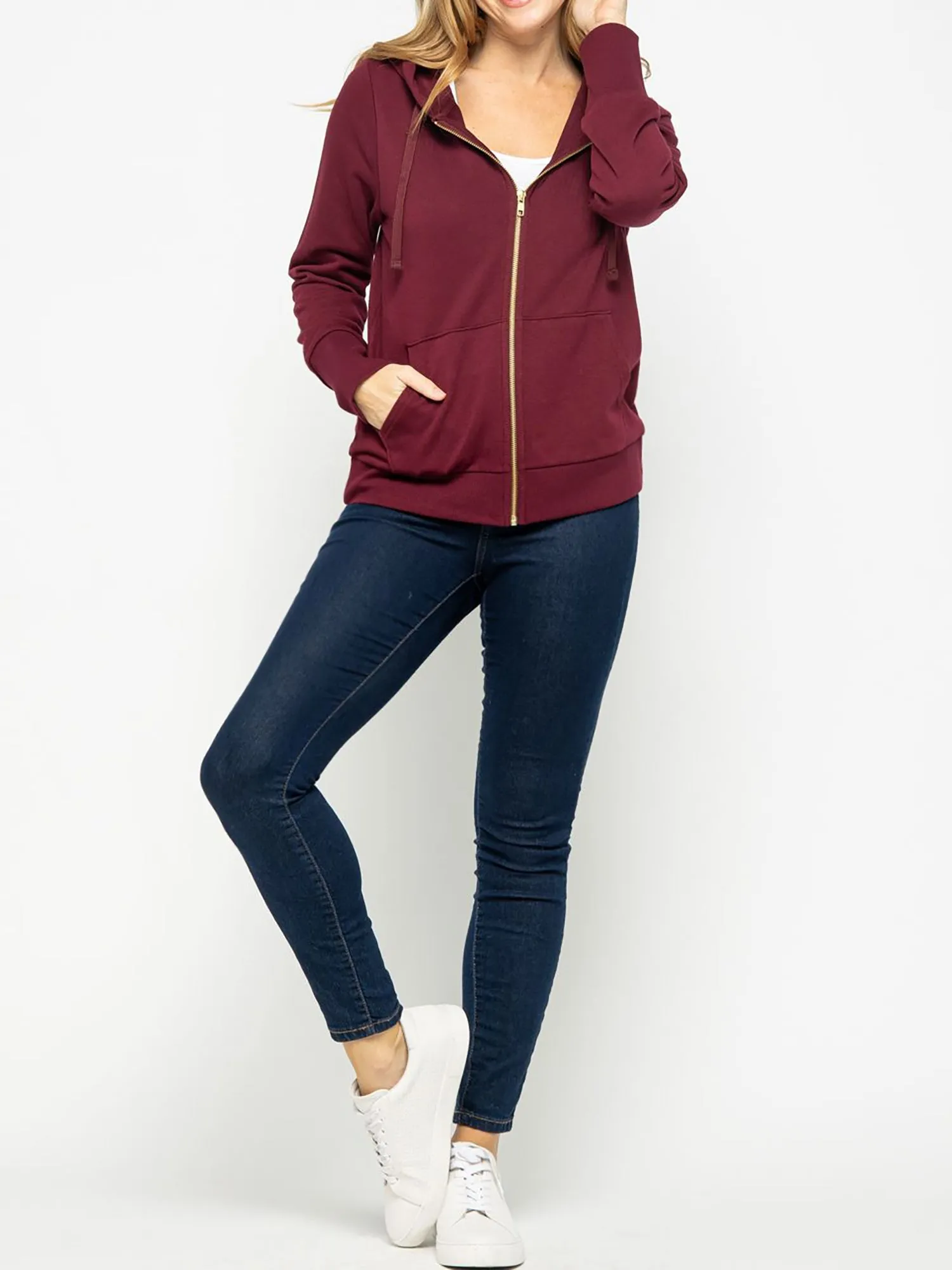 Causal Basic Simple Zip Up Hoodie Sweat Jacket