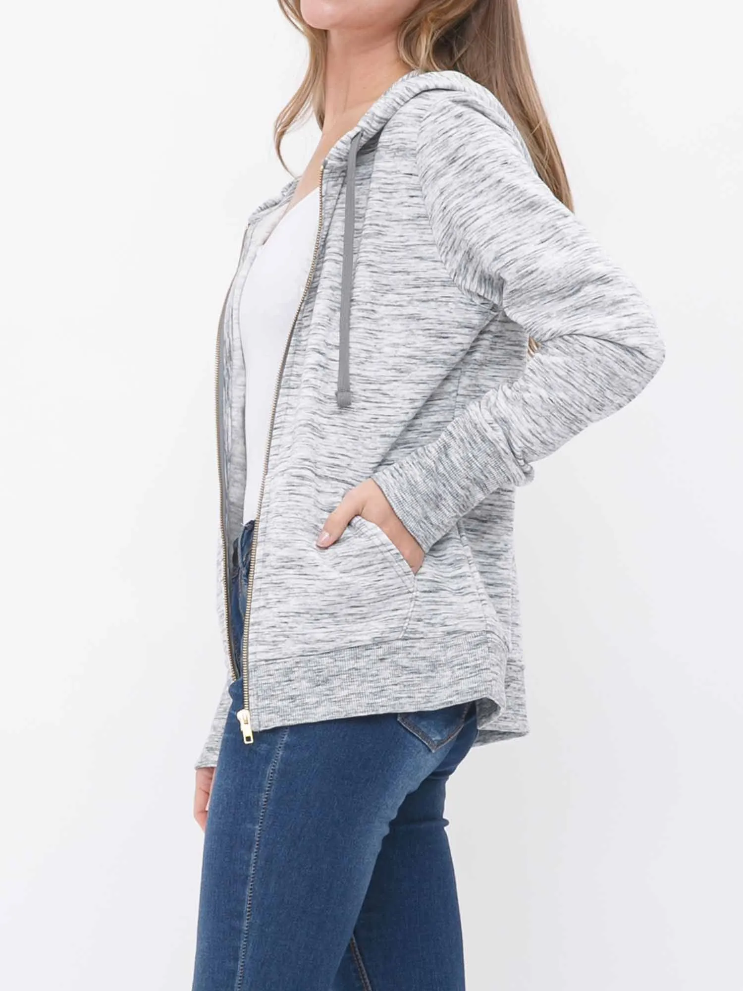 Causal Basic Simple Zip Up Hoodie Sweat Jacket