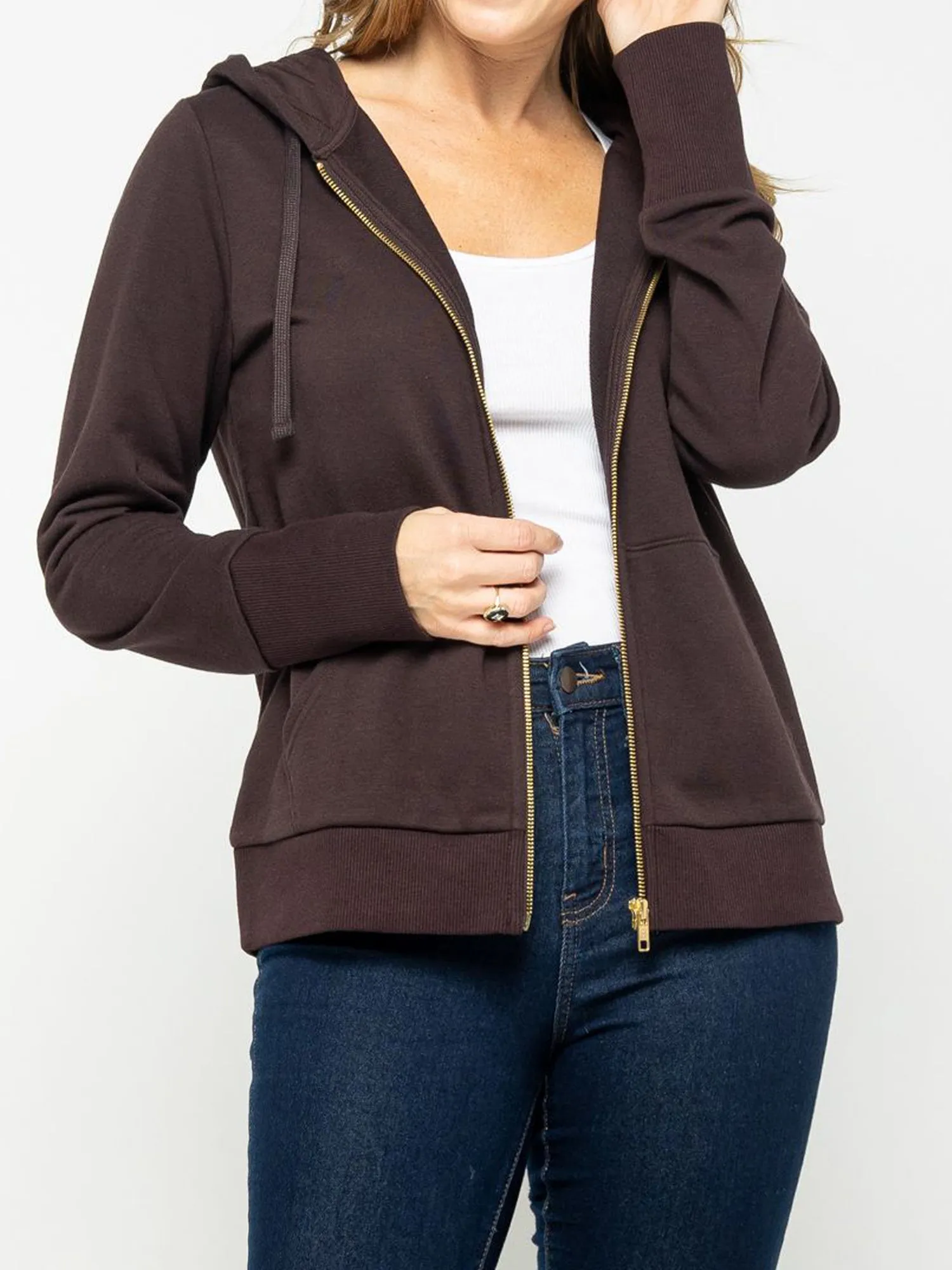 Causal Basic Simple Zip Up Hoodie Sweat Jacket