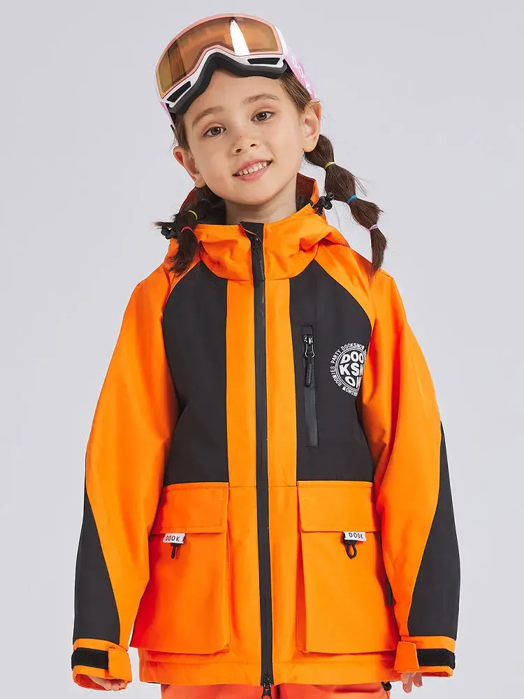 Children Colorblock Ski Jackets Winter Warm Sports Coat