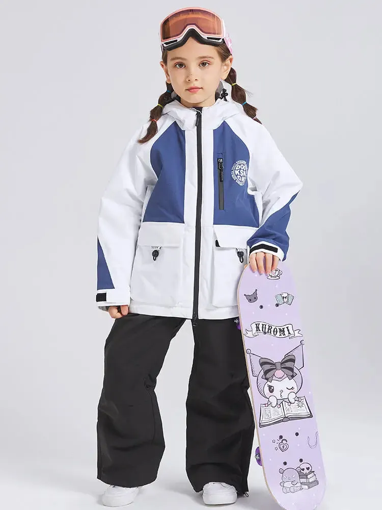 Children Colorblock Ski Jackets Winter Warm Sports Coat