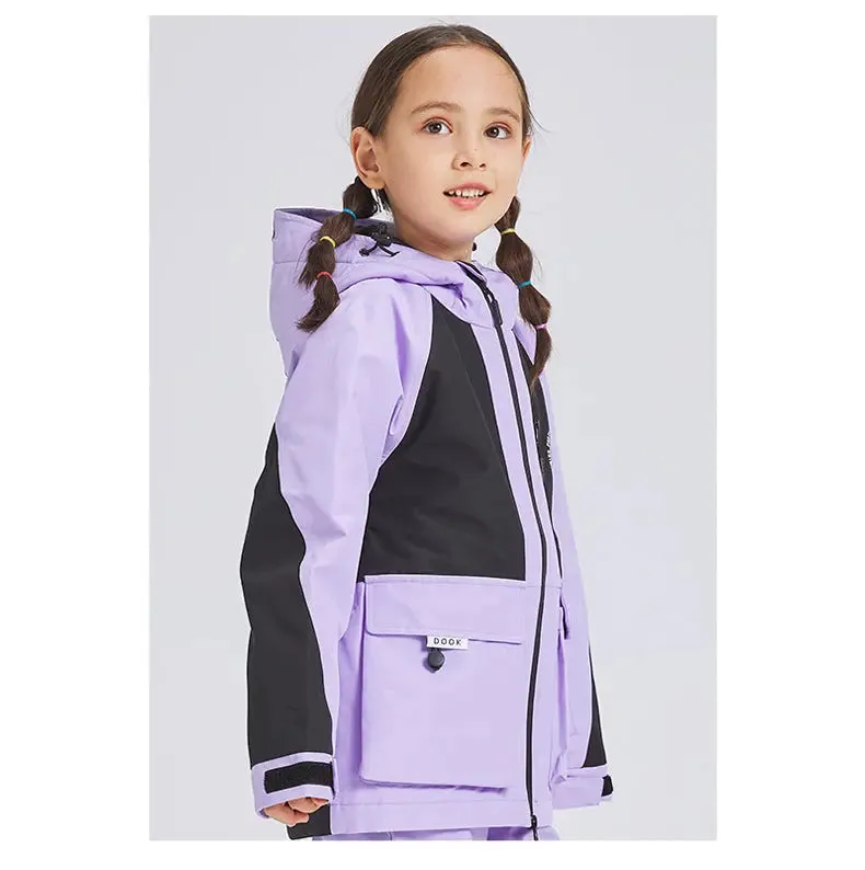 Children Colorblock Ski Jackets Winter Warm Sports Coat