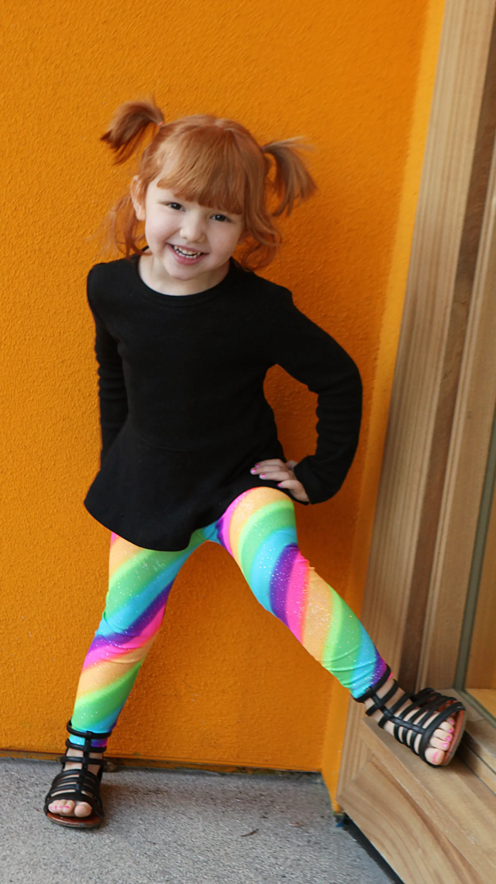 Girls Novelty Stretch Leggings  | Metal Sparkly Shimmer