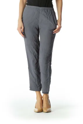 Gray Pocketed Slim-Fit Pants