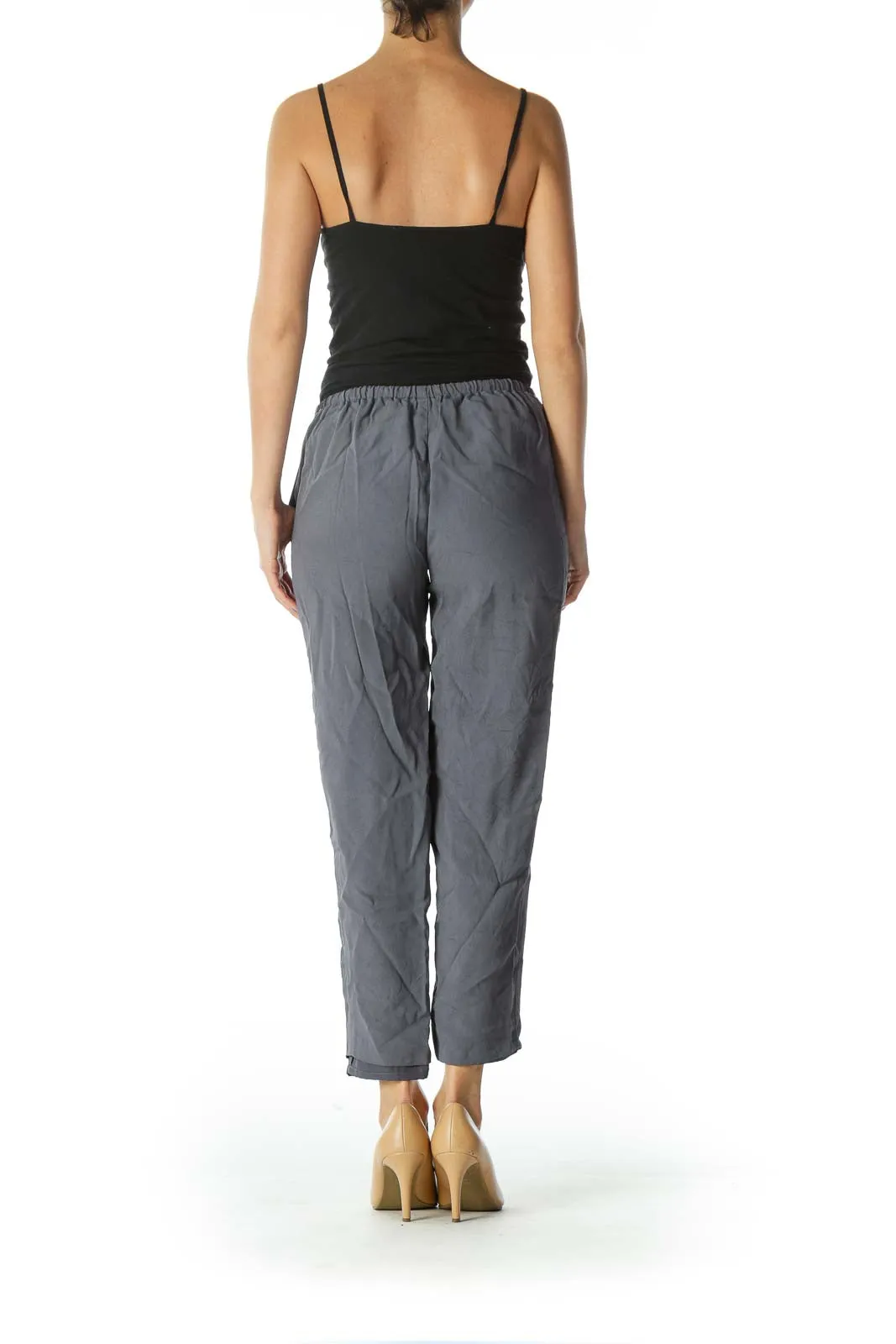 Gray Pocketed Slim-Fit Pants