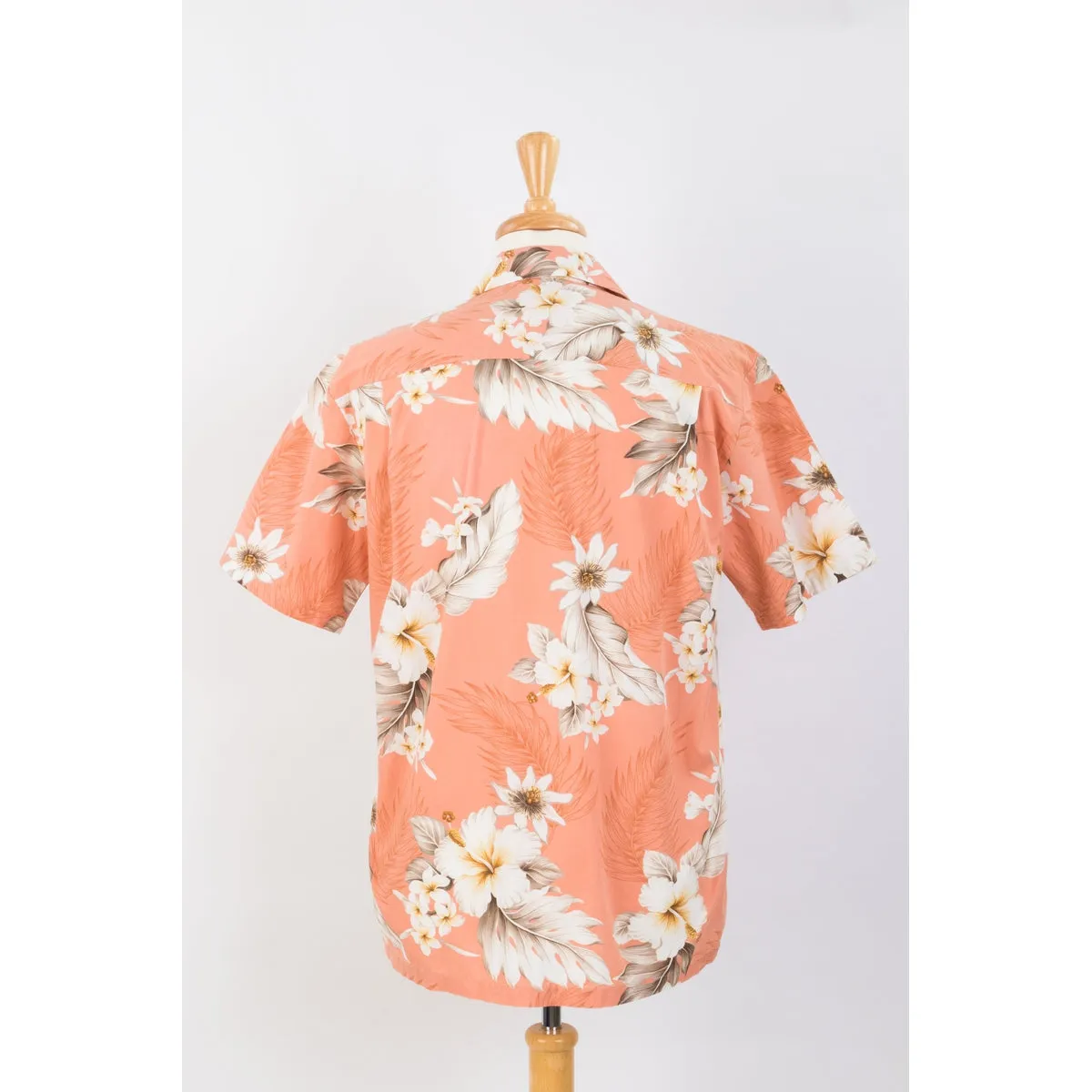 Hibiscus Cotton Aloha Shirt | Peach