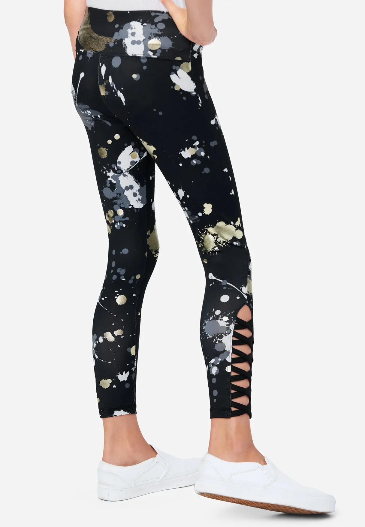 J Sport Patterned Lace-Up Full-Length Leggings