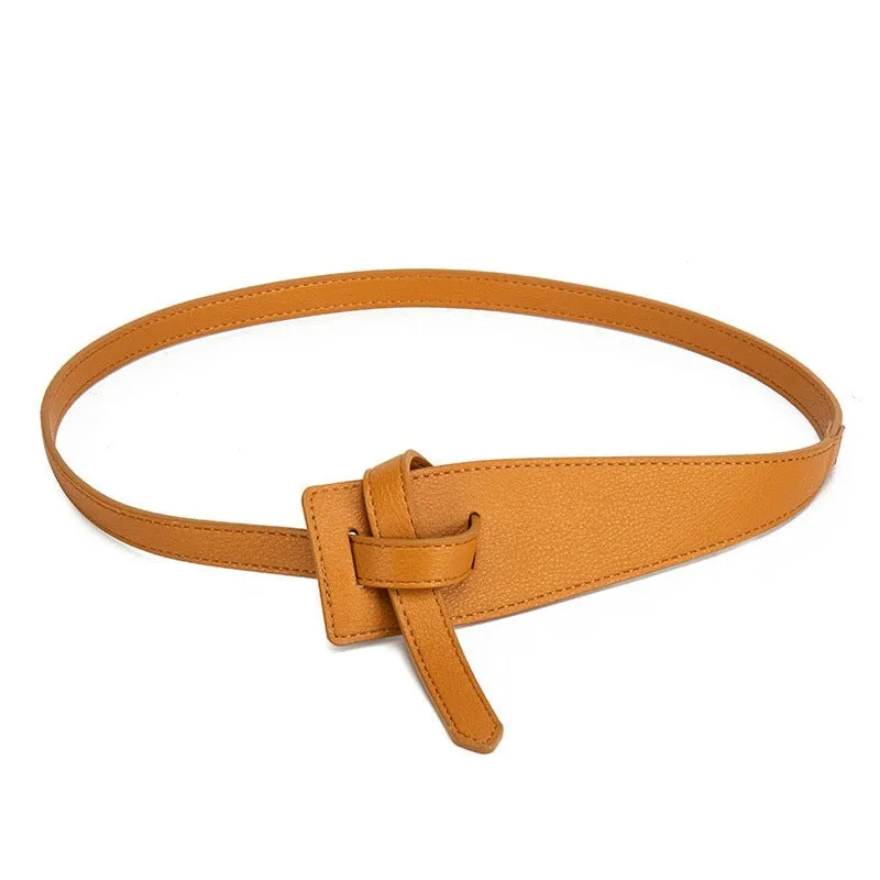 Knotted Leather Waist Belt with Soft Knot Detail