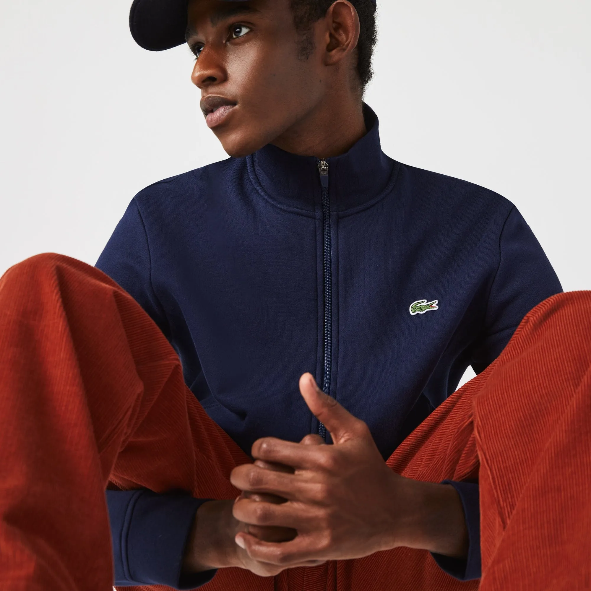 Lacoste SPORT Cotton Blend Fleece Zip Sweatshirt Navy