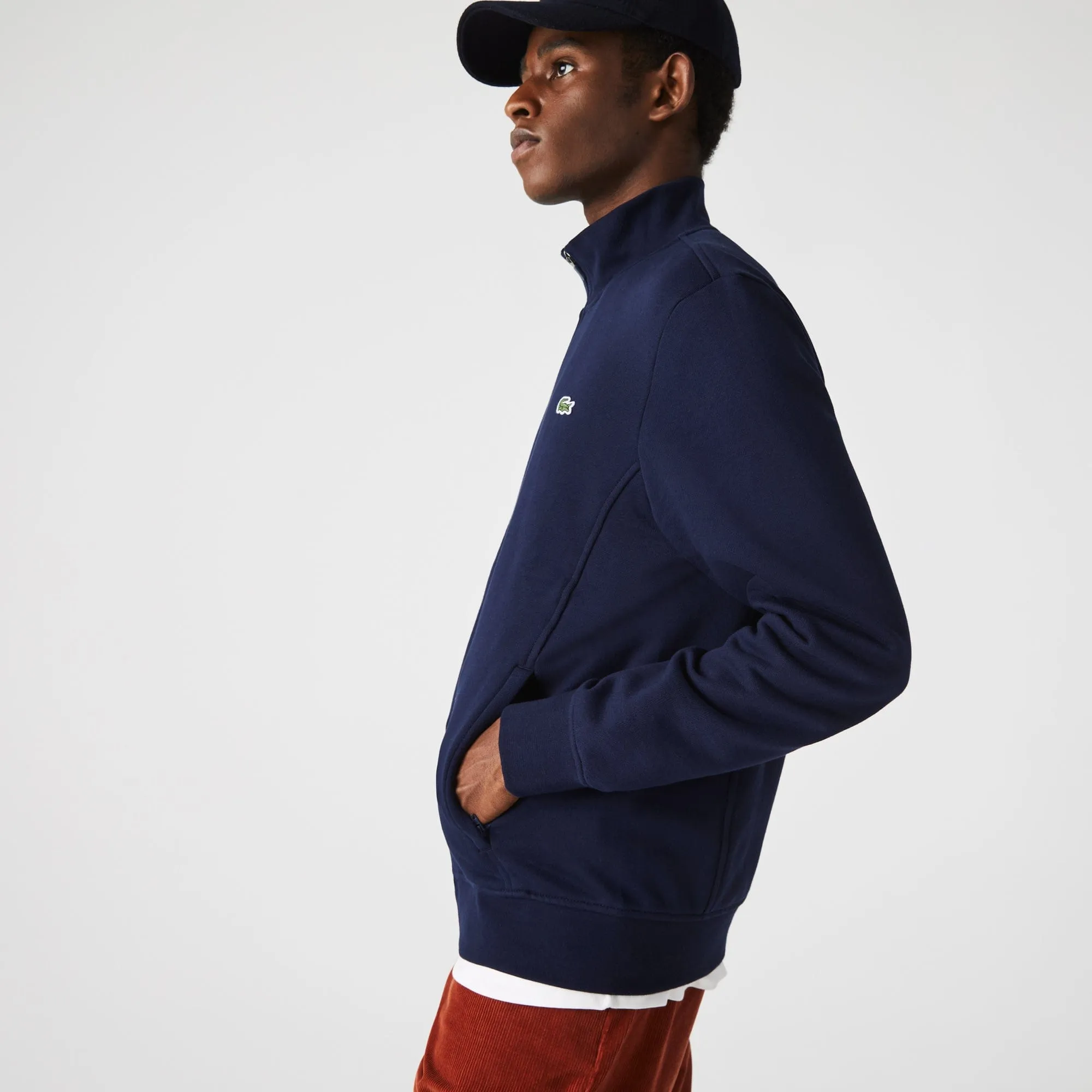 Lacoste SPORT Cotton Blend Fleece Zip Sweatshirt Navy