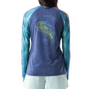 Ladies Mahi Scribble Long Sleeve Poly/Rayon Slub Top