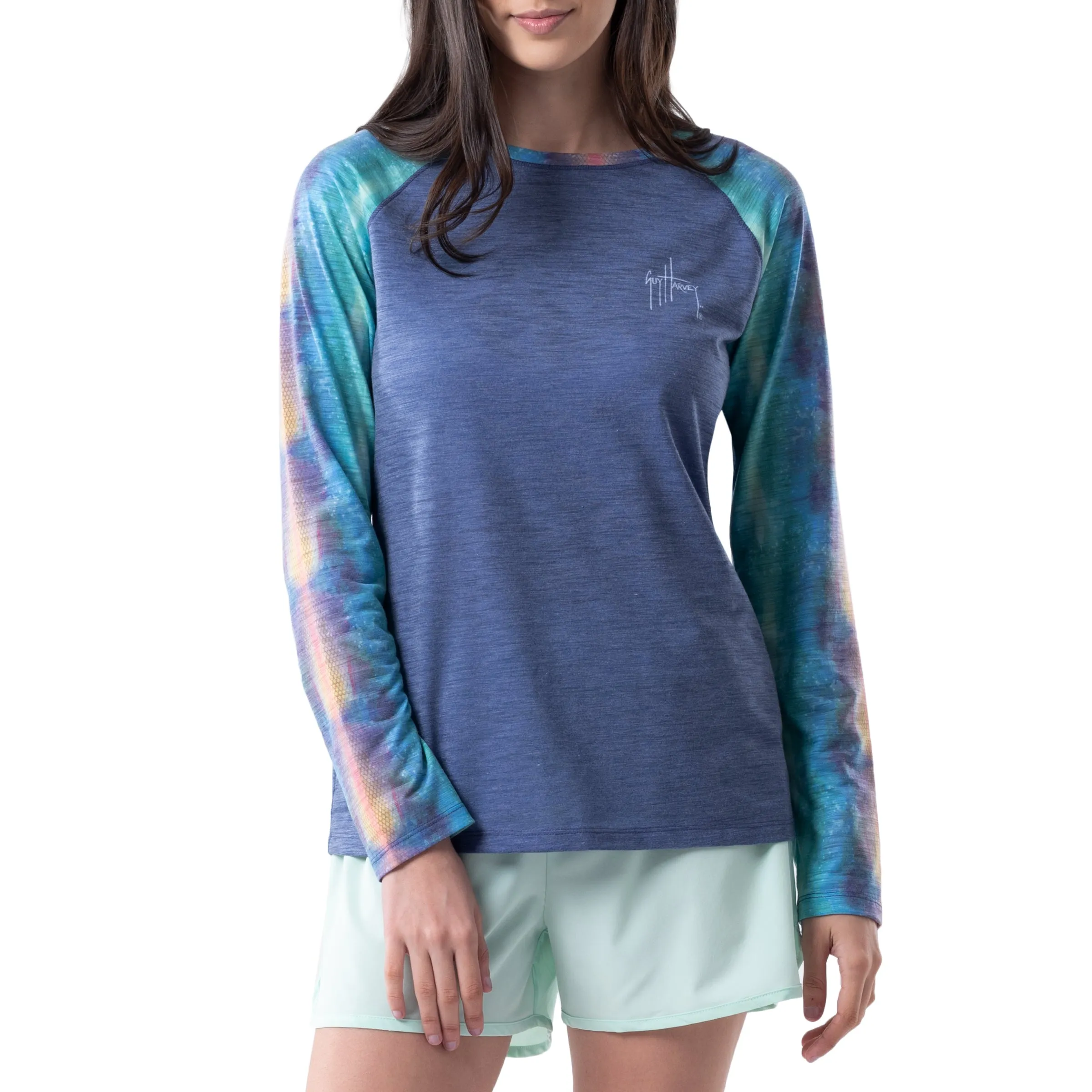 Ladies Mahi Scribble Long Sleeve Poly/Rayon Slub Top