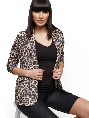 Leopard-Print Ponte Blazer