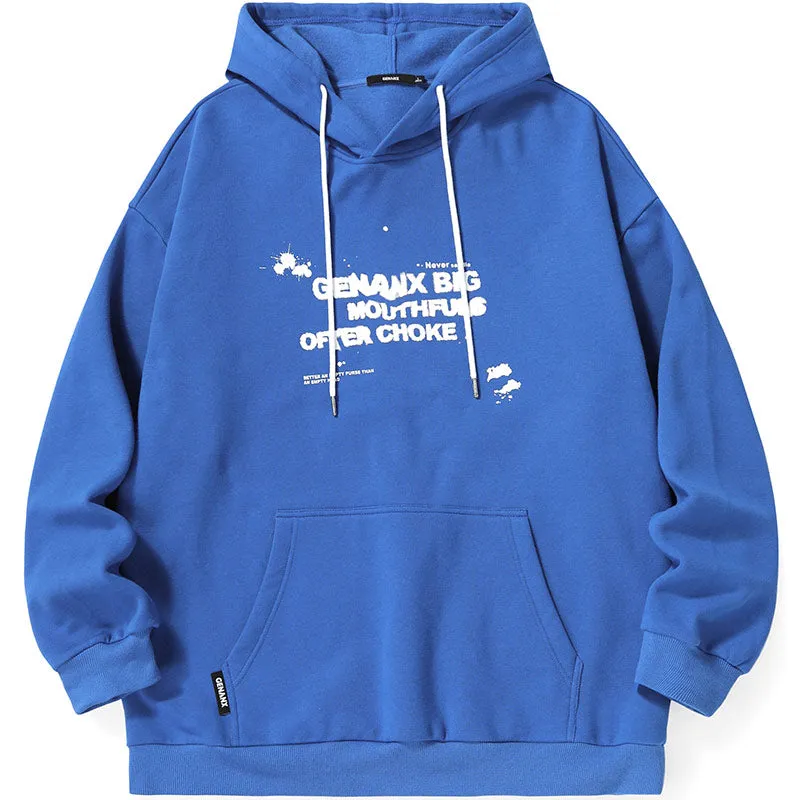 Letter Print Kangaroo Pocket Hoodies