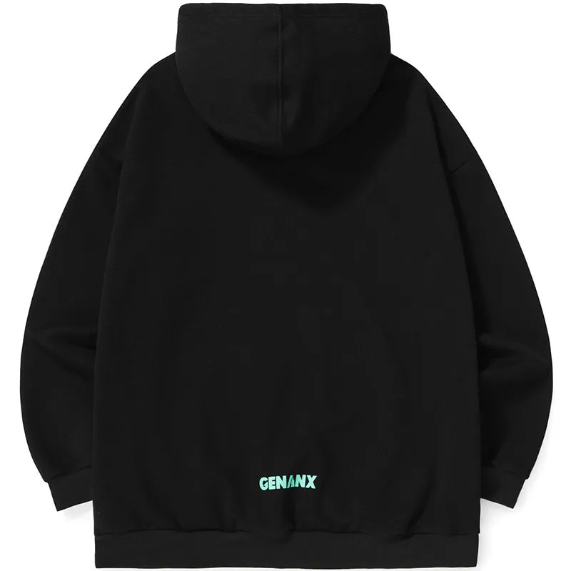 Letter Print Kangaroo Pocket Hoodies