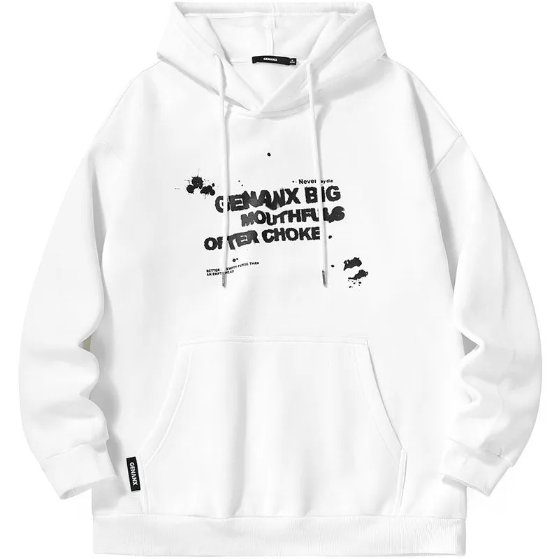 Letter Print Kangaroo Pocket Hoodies