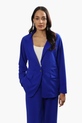 Limite Solid Single Button Blazer - Blue