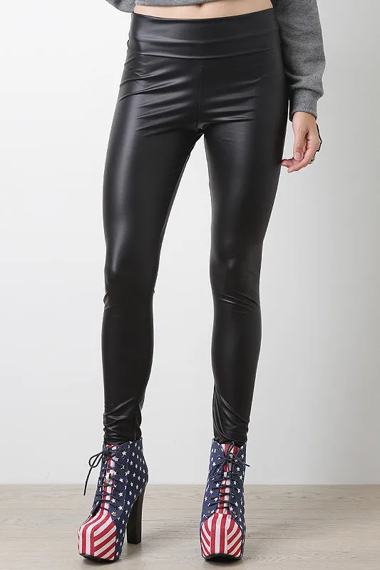 Matte Vegan Leather Stretch Leggings