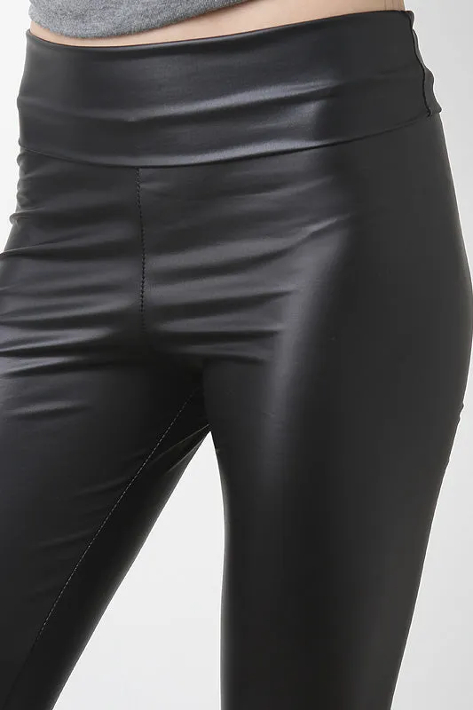 Matte Vegan Leather Stretch Leggings