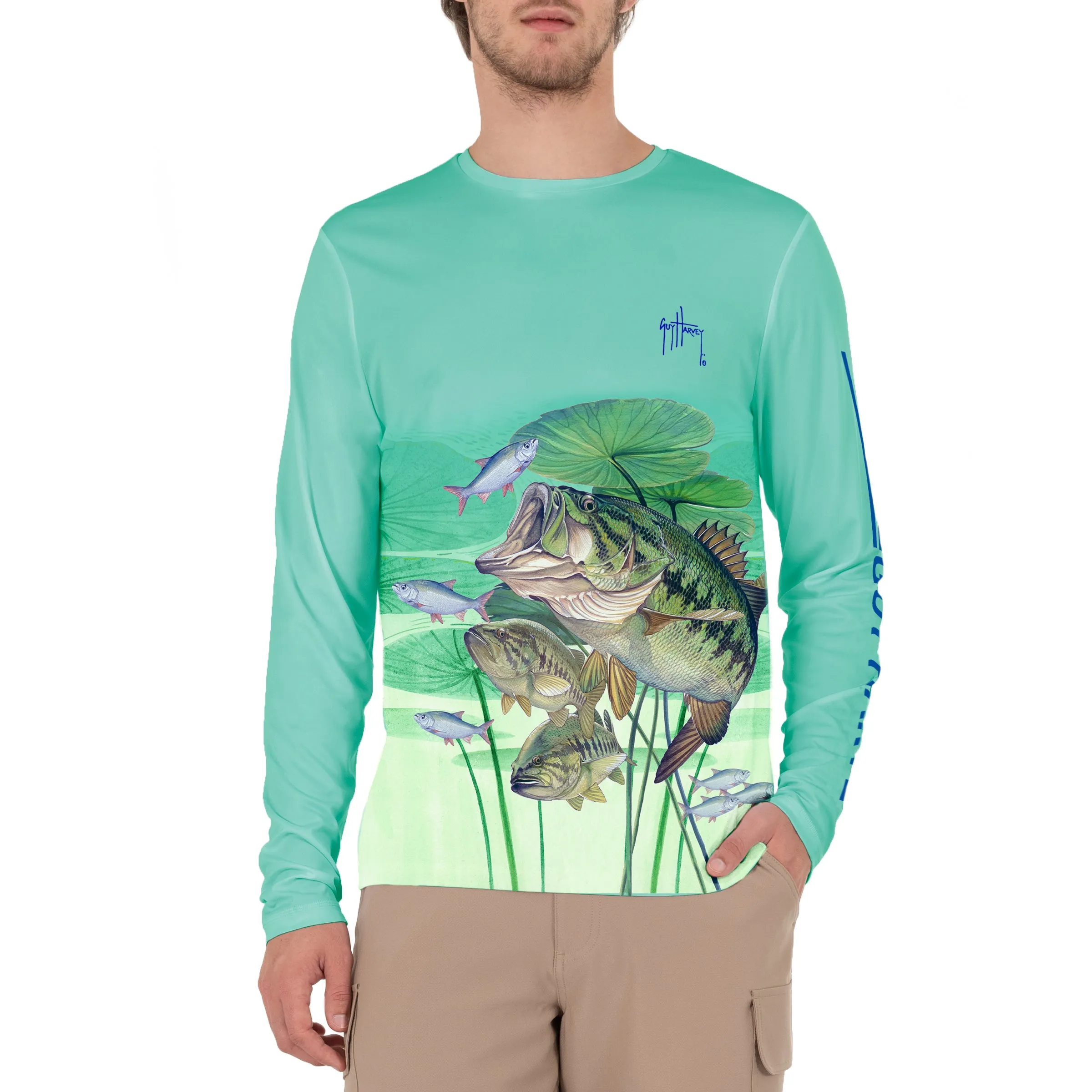 Men's Bass and Lily Pads Sun Protection Top