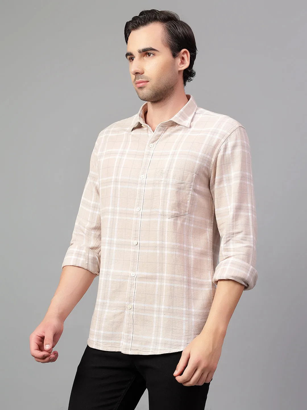 Men's Fawn Checked Full Sleeve Casual Shirt