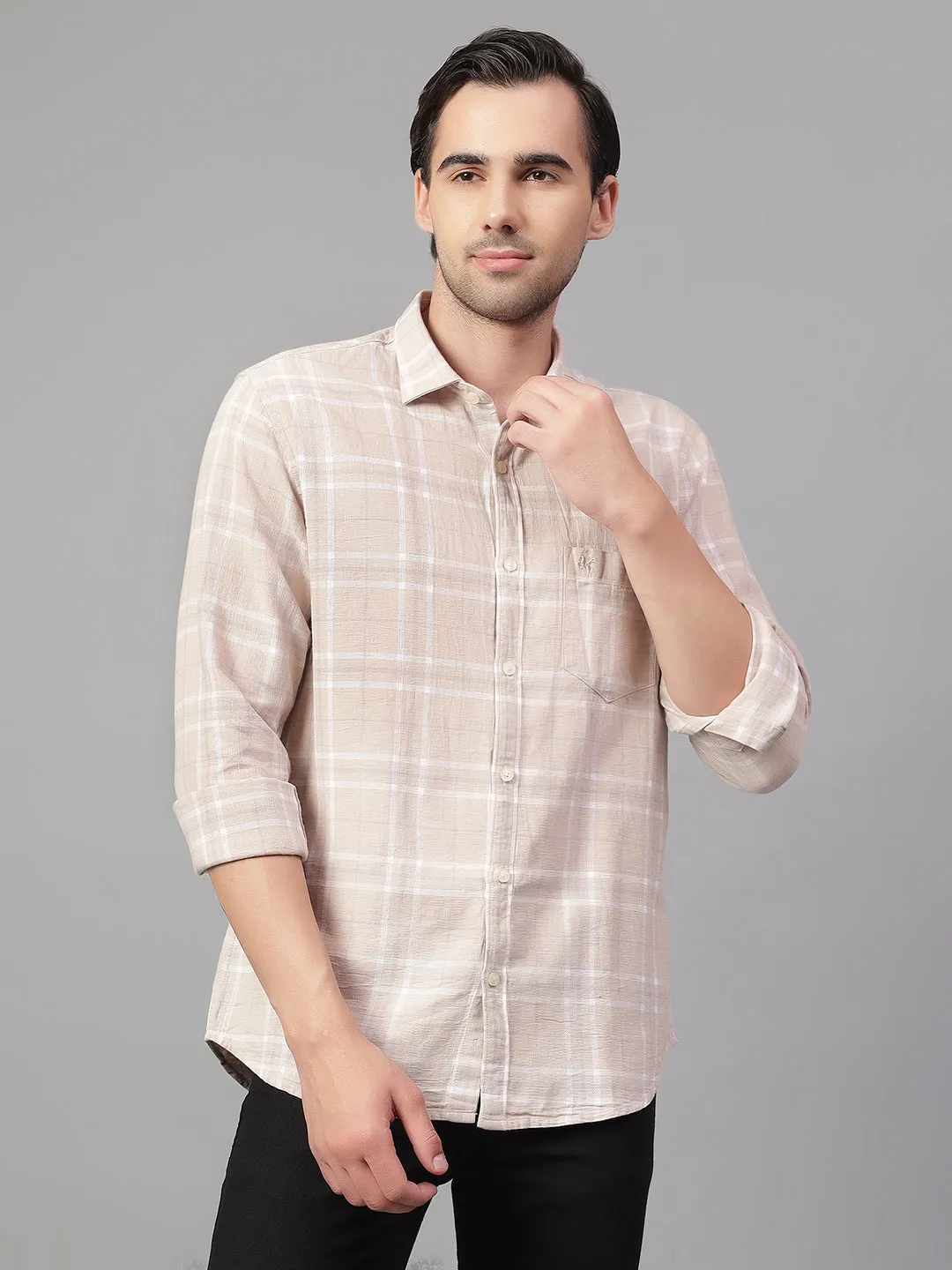 Men's Fawn Checked Full Sleeve Casual Shirt