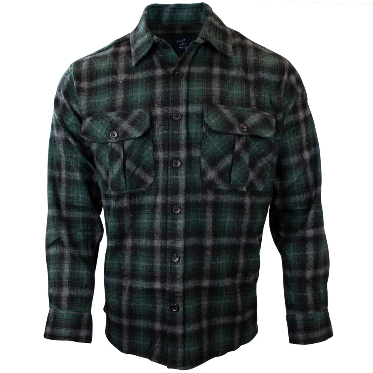 Men's Relaxed Fit Plaid Flannel Shirt P114