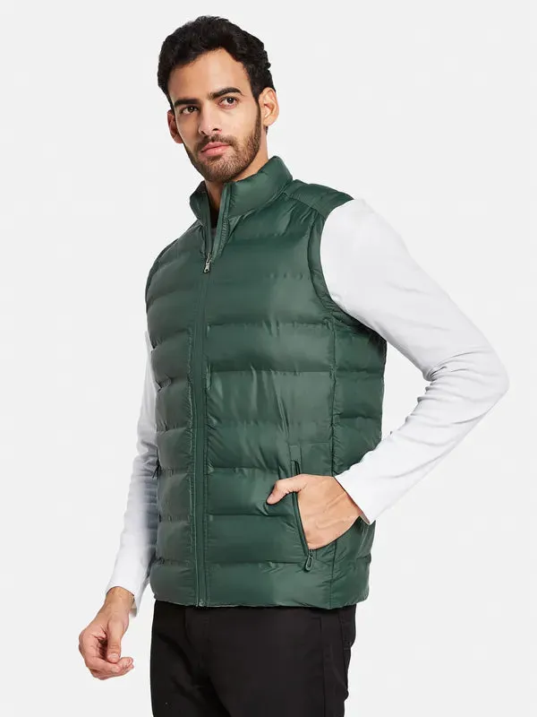 Mettle Men Green Colourblocked Reversible Longline Sporty Jacket