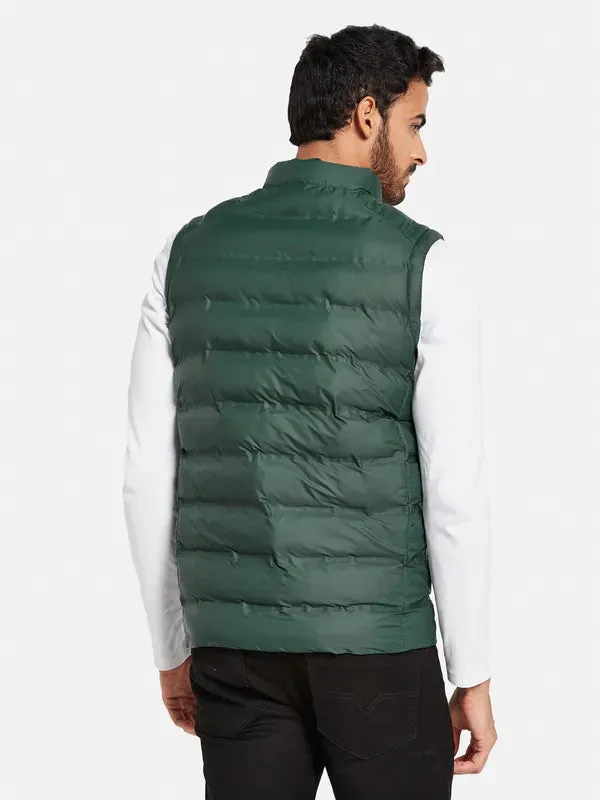 Mettle Men Green Colourblocked Reversible Longline Sporty Jacket