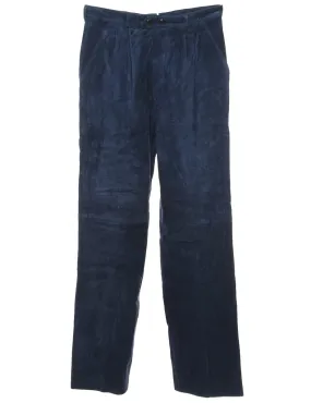 Navy Classic Suede Trousers - W28 L30