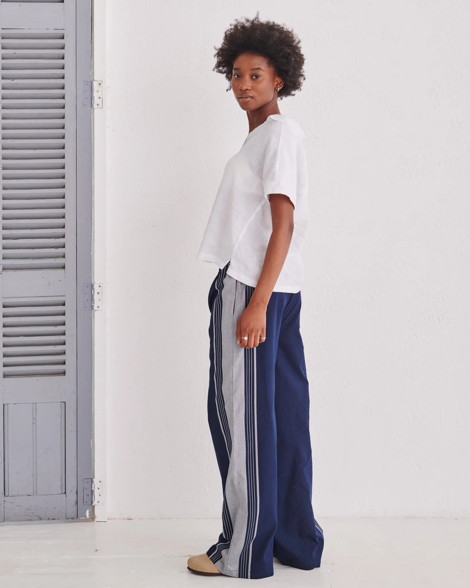 Navy Classic Wide Leg Trousers (Pre-Loved)