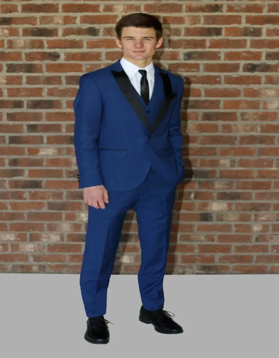 New Cobalt Blue Slim Fit 3 Piece West End Tuxedo