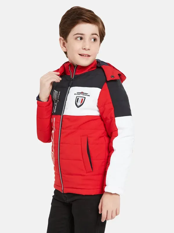 Octave Boys Red Colourblocked Sporty Jacket