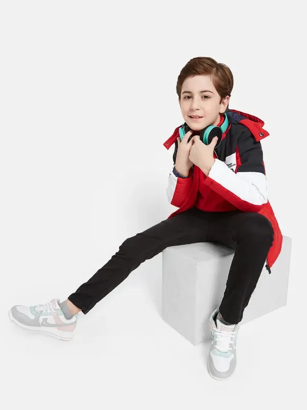 Octave Boys Red Colourblocked Sporty Jacket