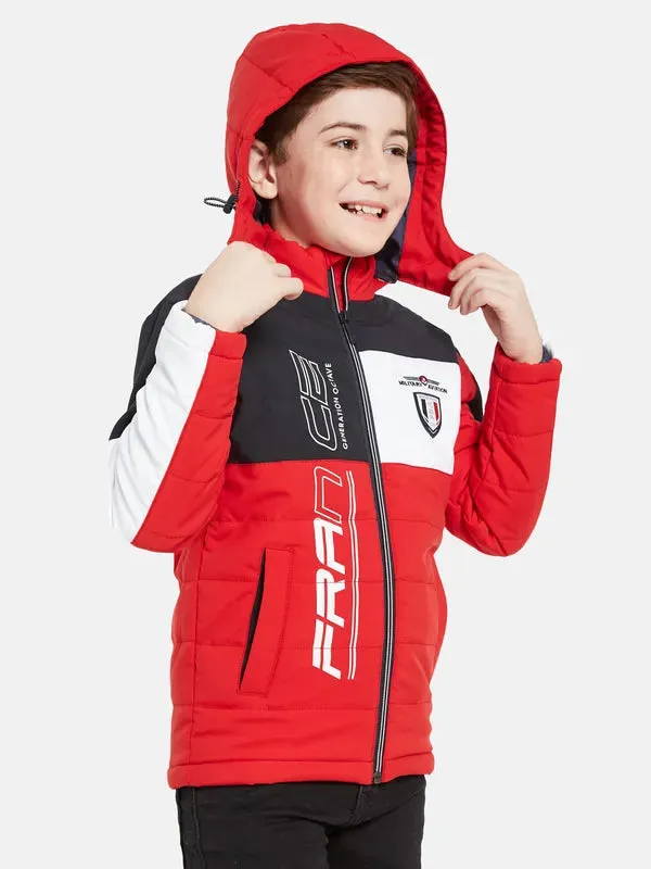 Octave Boys Red Colourblocked Sporty Jacket