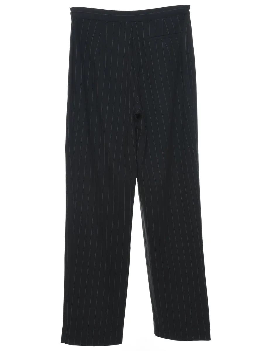 Pinstriped Black Trousers - W28 L32