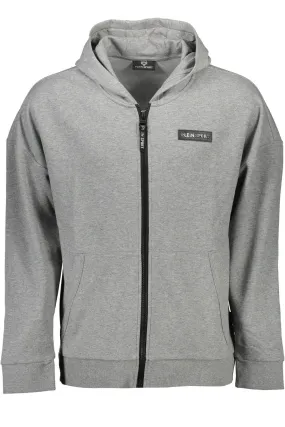 PLEIN SPORT SWEATSHIRT WITH ZIP MAN GRAY