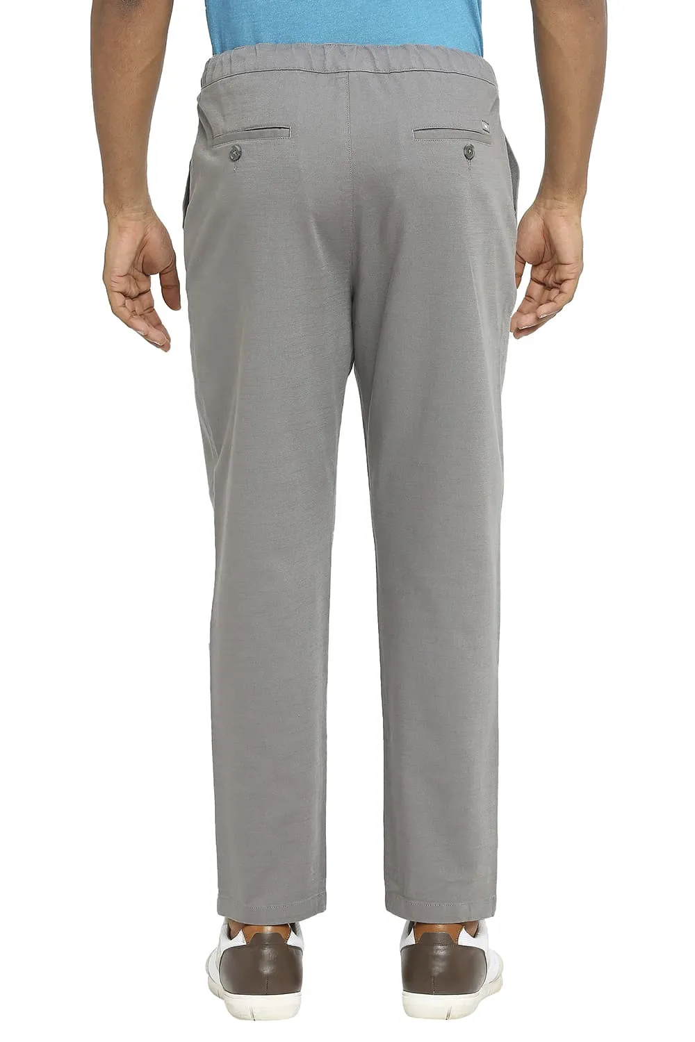 Relaxed Fit Cotton Viscose Stretch Dobby Trousers