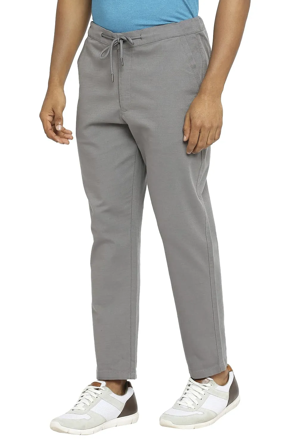 Relaxed Fit Cotton Viscose Stretch Dobby Trousers